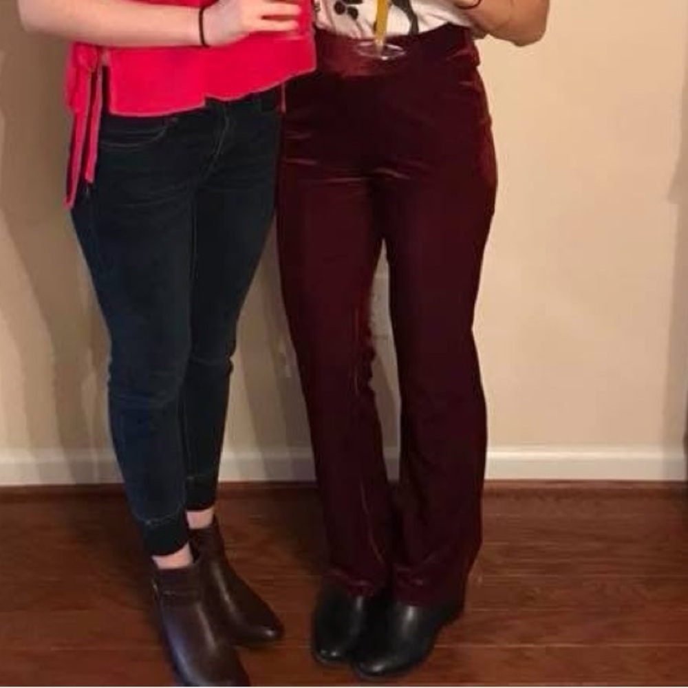 Burgundy/Red Velvet Pants, vintage inspired, Size XS/S